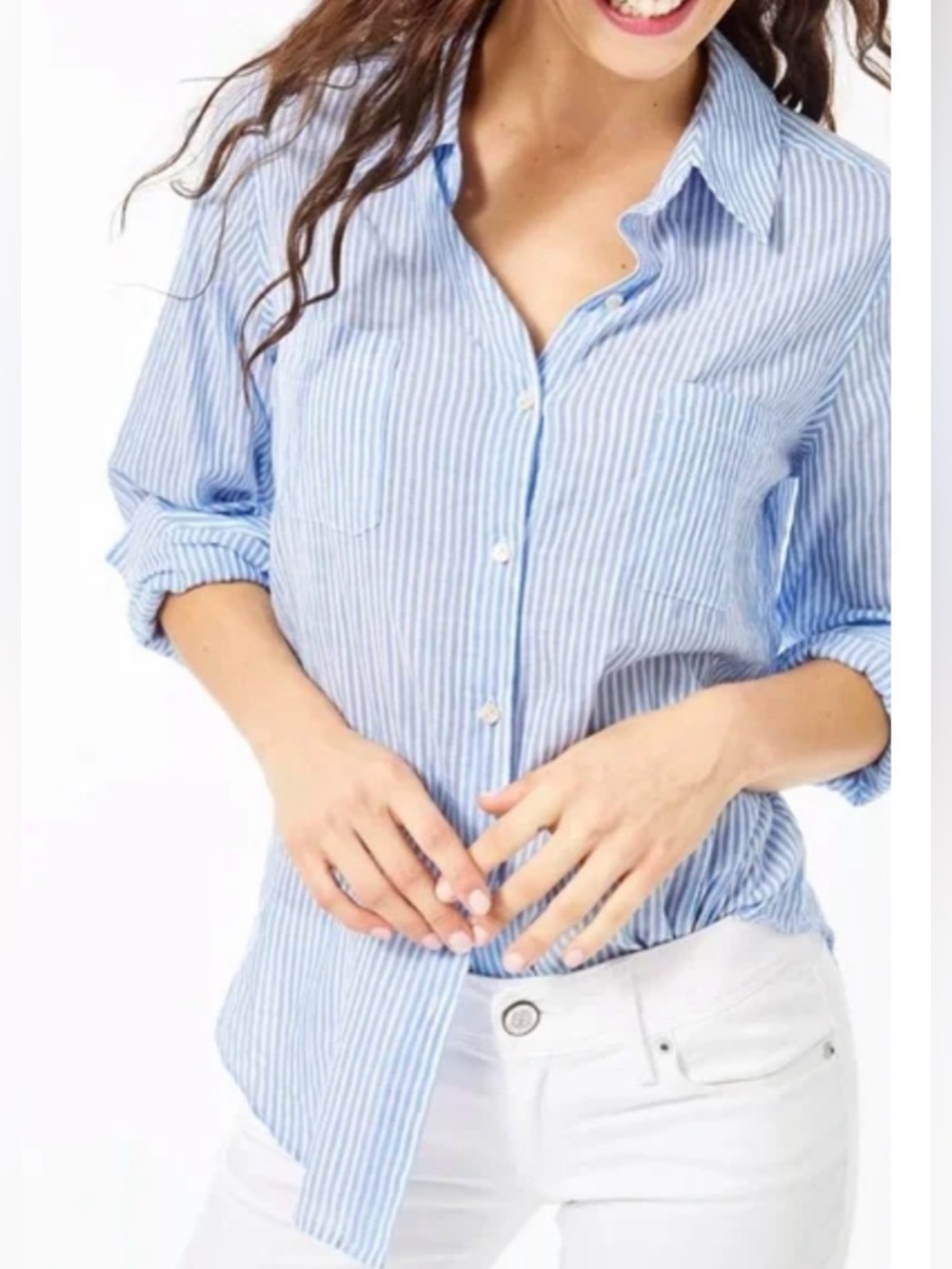 Lilly Pulitzer Sea View Button Down Cotton Top L